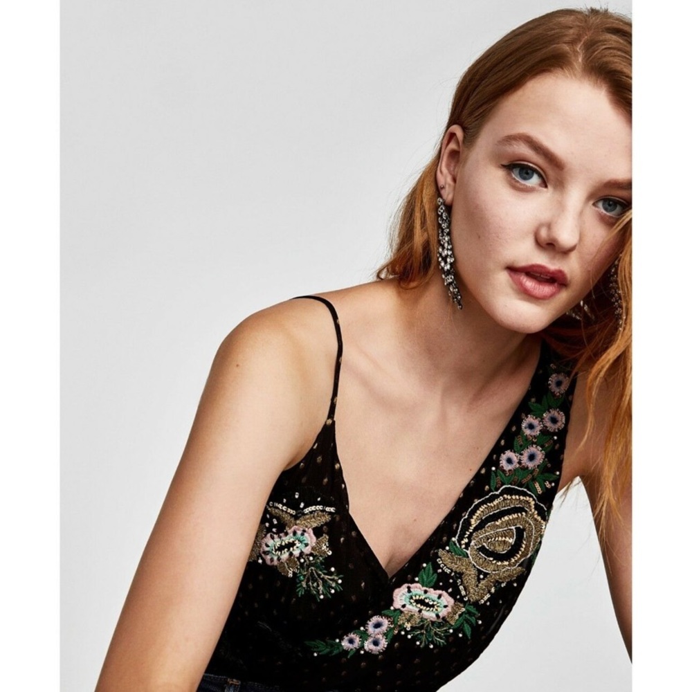 ZARA EMBROIDERED BODYSUIT